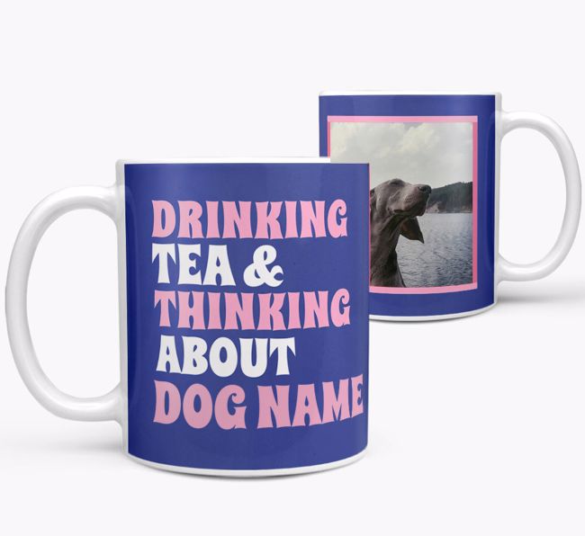 'Drinking Tea...' - Personalized {breedFullName} Photo Upload Mug